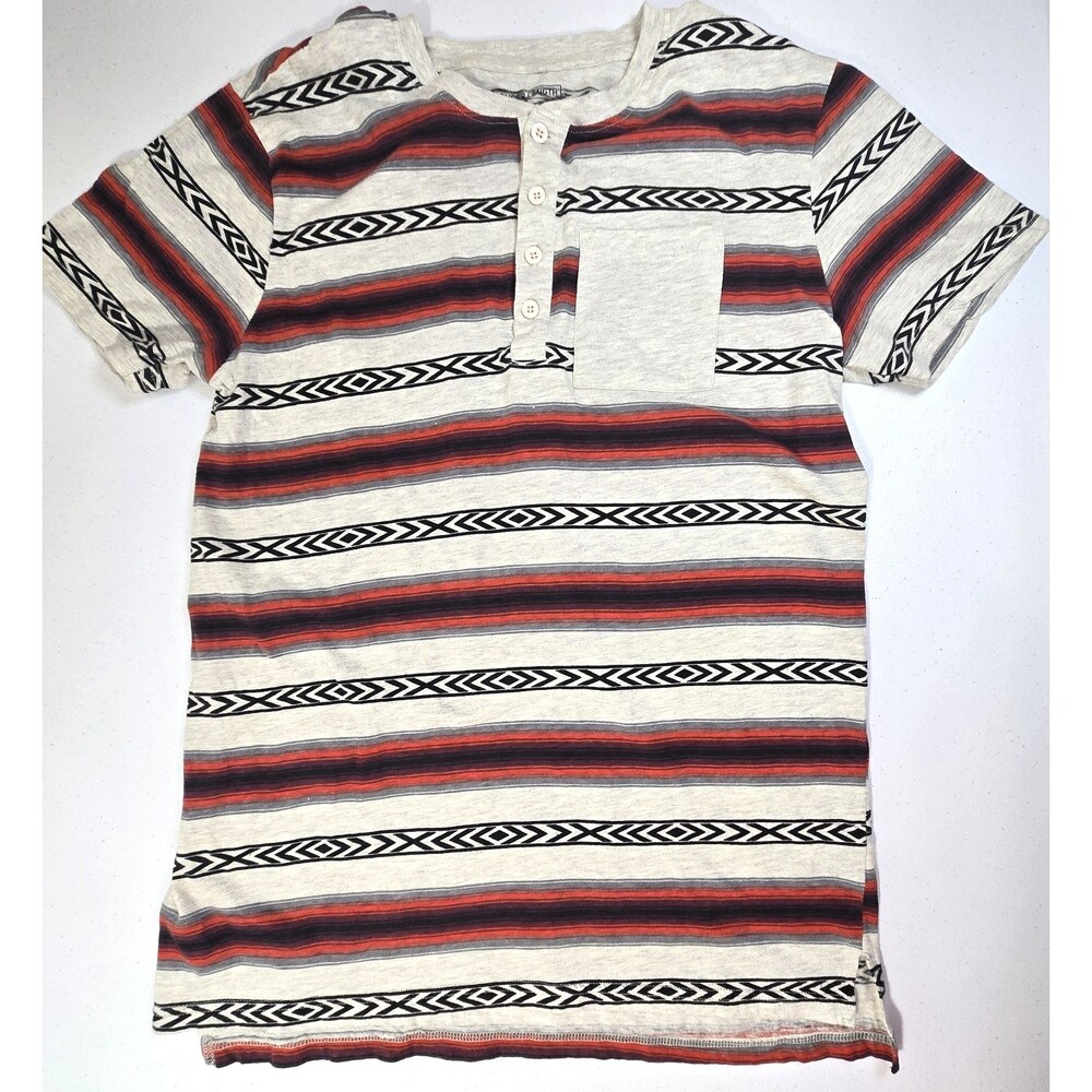 Carbon Shirt Mens Small Slim Fit Short Sleeve 1/4 Button Shirt Western Aztec